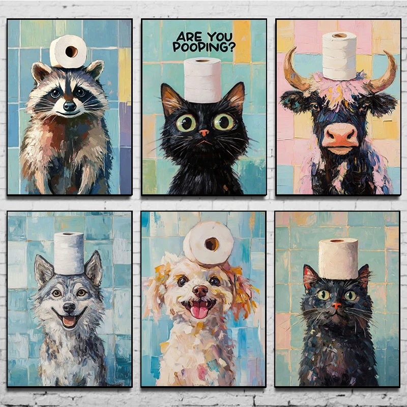 Home Bathroom Wallpaper - 1 шт. безрамный постер с животными,