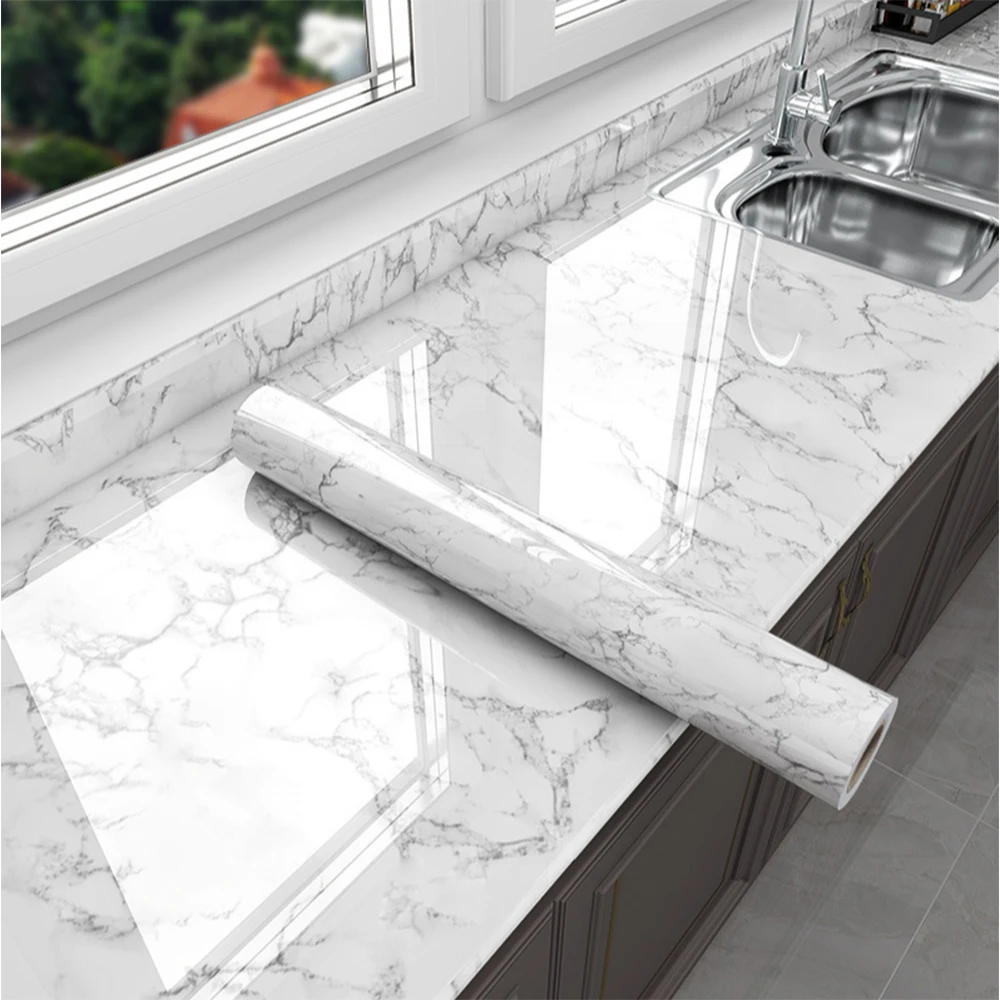 Home Bathroom Wallpaper - Мраморные виниловые самоклеящиеся обои для ванной,