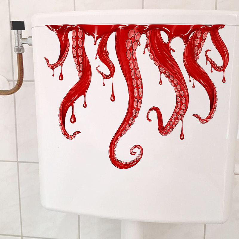 Home Bathroom Scene - Хэллоуинская наклейка на крышку унитаза с