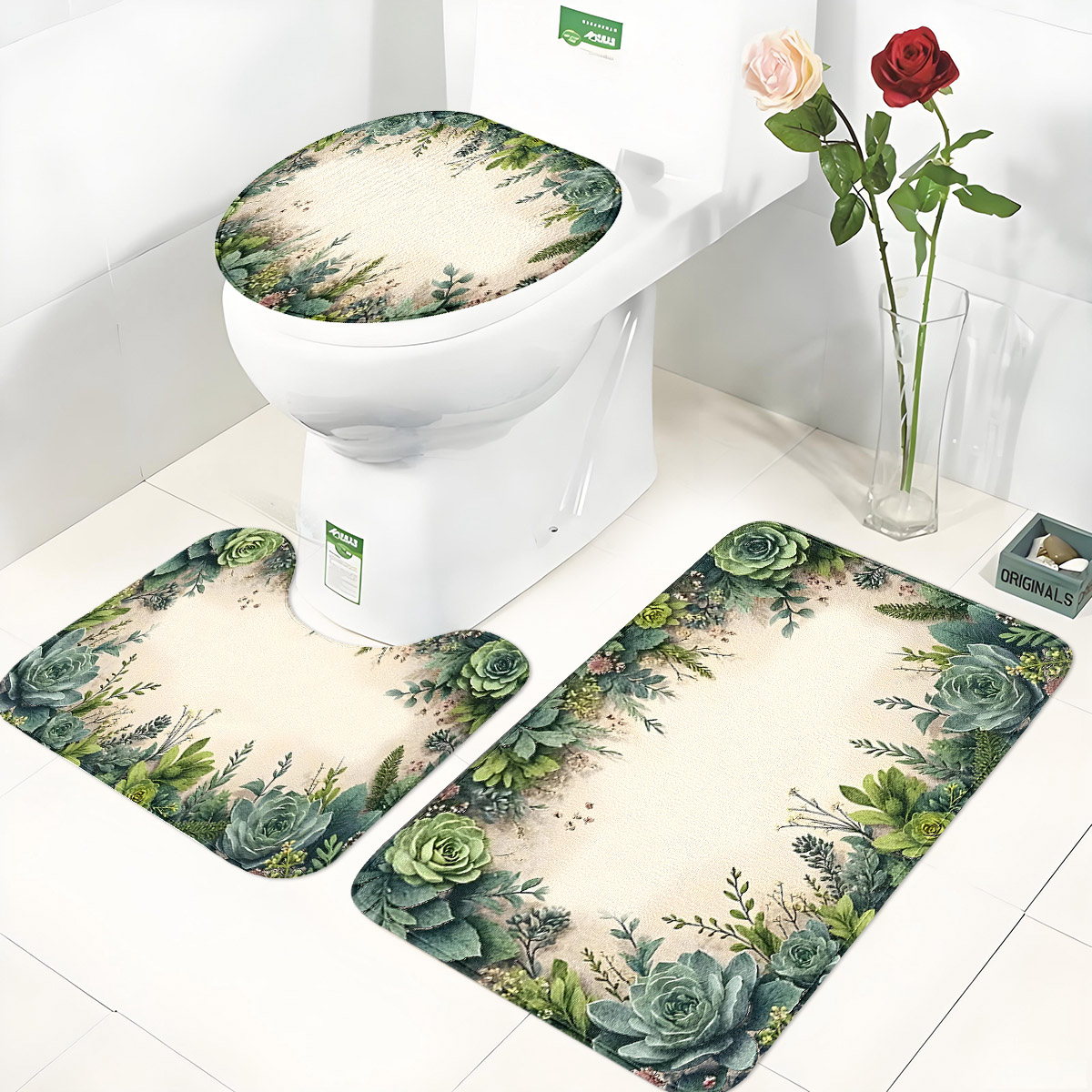 Zara Home Bathroom Mat - Ретро-набор для ванной комнаты из трех
