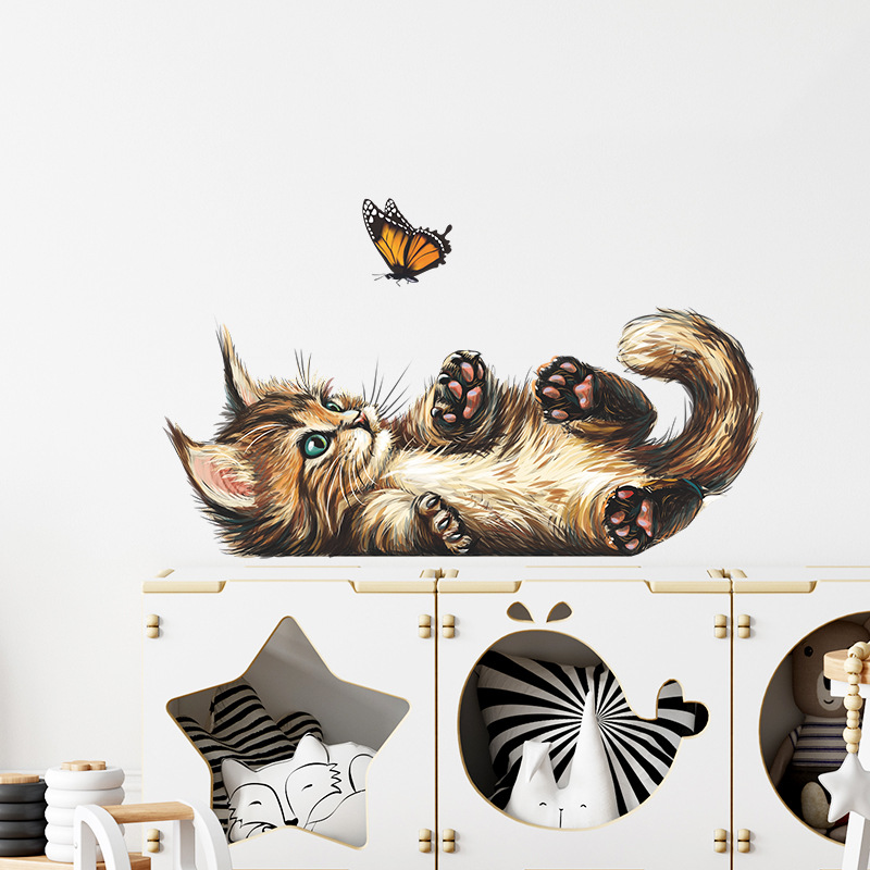 T15 # милый котенок бабочка иг – обзор и цена Home Bathroom Wallpaper