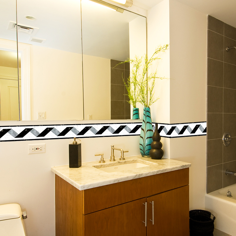 Черно-белые полосатые декорати – обзор и цена Home Bathroom Wallpaper