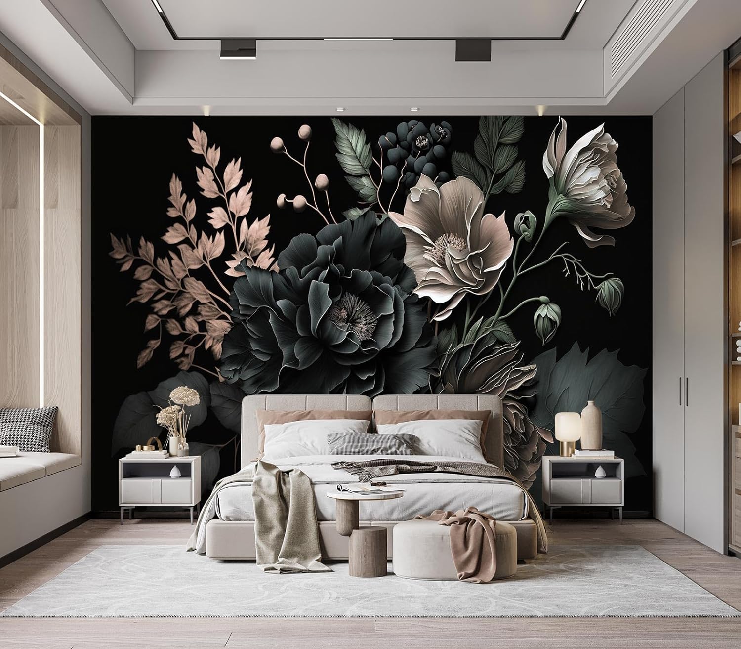 Драматичные темные цветочные о – обзор и цена Home Bathroom Wallpaper